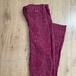 Burgundy patterned jeans
